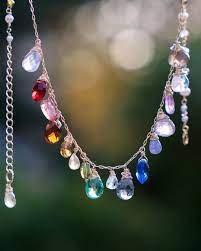 This Is A Custom Design Request From A Lady In India Rainbow Gemstone Necklace She Wanted A Variety Of Gemstones In Rainbow Colors