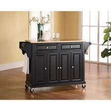 Home base for you culinary adventures should be sturdy, tough. Crosley Full Size Black Kitchen Cart With Natural Wood Top Kf30001ebk The Home Depot Kitchen Cart Portable Kitchen Island Kitchen Tops Granite