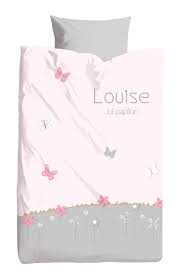 Découvrez notre gamme housse de couette. Housse De Couette Prenom Rose Poudre Et Grise Avec Papillons