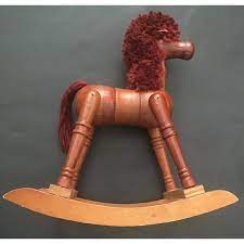 Hd00.12empty fairground carousel moving with colorful wooden horses, london, united kingdom. Vintage Accents Small Rustic Decorative Wooden Rocking Horse Poshmark