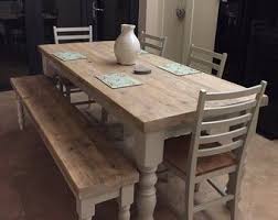 Rustic Thick Top Farmhouse Dining Table Made To Measure From Reclaimed Chunky Wood Perfect 8 Seater In 2020 Dining Table In Kitchen Farmhouse Dining Table Dining Table