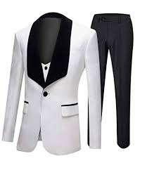 Alfani red sateen materials have just the right amount of. Botong Men S Shawl Lapel Wedding Suits 3 Pieces Groom Tuxedos Jacket Vest Pants Prom Suits White Black 44 Regular 38 Waist Buy Online In Zambia At Zambia Desertcart Com Productid 60206239