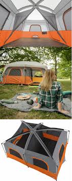 Sleeps 10 People Fits Two Queen Air Mattresses Included Room Divider Creates A Two Room Tent Features Front And Back Door Acces Tent Cabin Tent Tent Camping