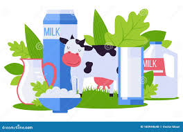 Cultivo De Animales Respetuoso Con El Medio Ambiente Colección De Productos  Lácteos Ilustración Vectorial. Embutido De Leche De Qu Ilustración del  Vector