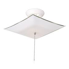 Fluorescent ceiling lights are an economical way to light your home or business because they last a very long home depot sells them, as well as any department store. Design House 2 Light White Ceiling Square Mount Light Fixture With Pullchain 517805 The Home Depot