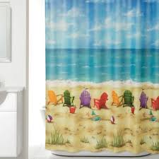 Beach Scene Shower Curtain Beach Shower Curtains Beach Theme Bathroom Decor Fabric Shower Curtains