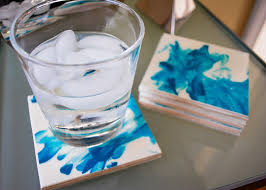 You will need alcohol ink, glazed white ceramic tiles, alcohol, paper towels, clear spray paint, foam cork or felt steps 1. Make Modern Diy Tile Coasters With Fingerpaint Merriment Design