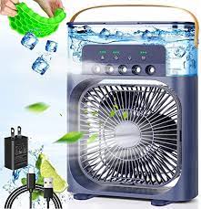 Homemade air conditioner with a fan and ice. Amazon Com Portable Air Conditioner Fan 900ml Personal Air Conditioner With Ice Tray 5in1 Timming Evaporative Air Cooler Cooling Fan With 7 Colors Light 5 Sprays 3 Speeds Ac Fan For Small Room Office Car Camp Appliances