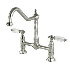 Crystal handle widespread bathroom sink vessel faucet lavatory vanity basin mixer tap. Kingston Brass Victorian Crystal 2 Handle Bridge Kitchen Faucet With Lever Handle In Brushed Nickel Hks1178wll The Home Depot