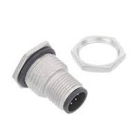 M12 Circular Metric Connector, A Code, Metal, 2a, 08 Pins, Male Connector,  Male Contact, Hexagonal, Pg9, Screw Thread, Solder, Receptacle, Front ...