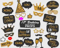 Happy Birthday Photo Booth Props Printable 18th Birthday Photo Booth Props Eighteenth Party Props Etsy In 2020 Photo Booth Props Birthday Birthday Party Props Birthday Photo Booths