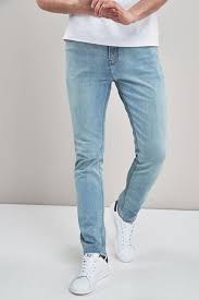 Choose a variety of styles, from slim tapered to slim straight and ripped jeans. Mens Next Light Blue Slim Fit Jeans With Stretch From Next On 21 Buttons