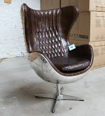 Aviator Aviation Aluminium Swivel Egg Chair Vintage Brown Leather Arne Jacobsen Ebay Modern Leather Chair Egg Chair Chair