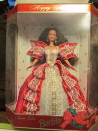 Happy Holidays Special Edition 1997 Barbie Doll Ruffles Brunette Gold Red White Holiday Barbie Dolls Holiday Barbie Barbie Doll Accessories
