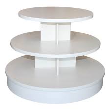 3 Tier White Melamine Round Table Retail Display Tables Store Fixtures Retail Display Table