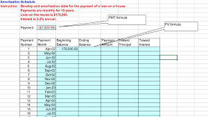 solved amortization schedule instruction develop and amo