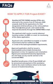 To use the voucher, find a registered activity. Owwa Project Ease Scholarship Program The Pinoy Ofw
