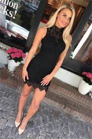 Bodycon High Neck Short Black Lace Homecoming Dress Short Black Dress Tight Formal Dresses Short Tight Tight Black Dress