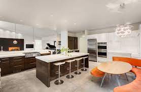 Adding a kitchen island or cart with stools to your home is also an easy way to make an extended eating area or a cocktail bar. Standard Kitchen Island Dimensions With Seating 4 Diagrams Home Stratosphere