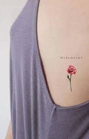 Carolyn Small Watercolor Realistic Single Red Blue Rose Temporary Tattoo Delicate Flower Tattoo Rose Rib Tattoos Watercolor Tattoo Flower