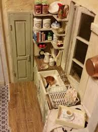 Birds Eye View Of A House With Furniture Bird S Eye View Of The French Kitchen Dollhouse Decor Mini Doll House Miniature Kitchen