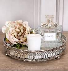 Beautiful Small Elegant Silver Mirrored Candle Plate Etsy In 2021 Trays Decor Bedroom Silver Tray Decor Glass Tray Decor