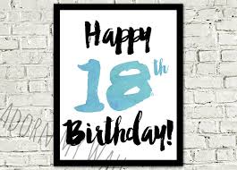 Printable 18th Birthday Card Template Happy 18th Birthday Print Birthday Printable 18th Birthday Instant Download Birthday Poster Birthday Sign 18th Birthday Card Greeting Happy Birthday Posters Birthday Poster 21st Birthday Poster