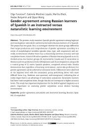 PDF) Gender agreement among Russian learners of Spanish in an instructed  versus naturalistic learning environment