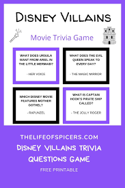 Challenge them to a trivia party! Disney Villains Trivia Quiz Free Printable The Life Of Spicers