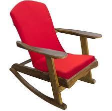Trueshopping Chaise A Bascule Pour Jardin Adirondack En Teck Avec Coussin Rouge Furniture Rocking Chair Patio Furniture