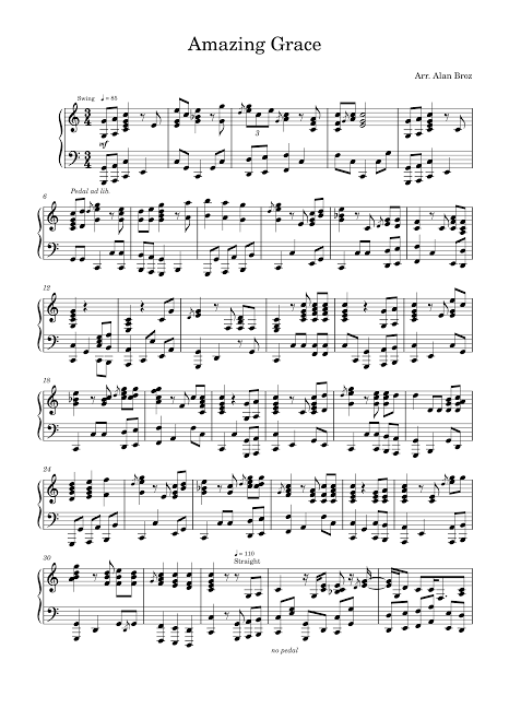 Amazing Grace - Alan Broz Sheet Music for Piano (Solo) | MuseScore.com