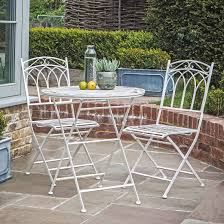 Outdoor White Metal Bistro Set Primrose Plum Outdoor Garden Furniture Outdoor Bistro Set Outdoor Patio Furniture Sets