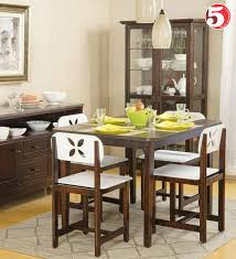 Yaheetech dining chairs modern pre assembled chairs side shell eiffel dsw chairs with beech wood legs and metal wires for dining room living room bedroom kitchen lounge reception, set of 4, white. Easy Fit Four Seater Dining Table Set Online Furniture Store India