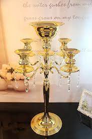 Constructed of sturdy gold wire, this versatile prism shaped beauty makes a stunning centrepiece. Gold H75cm W48cm Gold 5 Heads Crystal Candelabra Candle Holder Wedding Centerpiece Flower Bowl Candle Holder With Pendants Candle Holder Cups Candle Holder Wrought Ironcandle Holders Vases Aliexpress