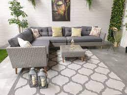Create a comfortable outdoor area for relaxing and entertaining with this sofa set. London Rattan Corner Sofa Outdoor Retro Mid Century Set