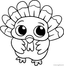 Young alive turkey bird with big tail stands in profile cartoon coloring page. Baby Funny Turkey Coloring Page Coloringall