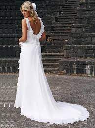 Straps Beach Chiffon Backless Wedding Dress With Ruffled Bridal Dress Ow331 Chiffon Wedding Dress Beach Wedding Dresses Uk Long Beach Wedding Dresses