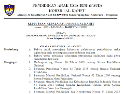 Sk penetapan dan penetapan tim pengembang kurikulum 2013 paud. Sk Tim Pengembang Kurikulum Tpk Paud Tk Kober Berbagai Ilmu Dan Informasi