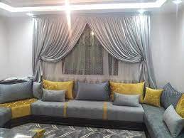 صالون مغربي راقي باللون الرمادي و الموطارد home decor decor home