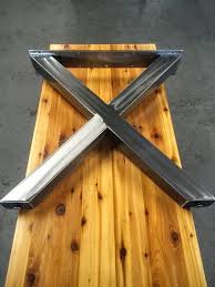 pieds de table metal x heavy duty 3 tube brosse finition pieds de table pied de table metal table de salle a manger bois