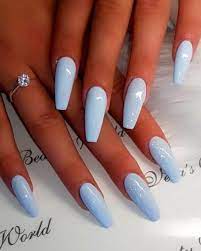 So Cute Baby Blue Coffin Shaped Nails Cutenails Acrylic Nails Coffin Short Coffin Shape Nails Coffin Nails Long
