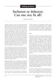 Pdf Inclusion Or Delusion Can One Size Fit All