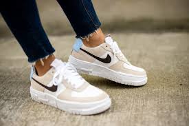 Air force one is the official air traffic control call sign for a united states air force aircraft carrying the president of the united states. Nike Women S Air Force 1 Pixel Desert Sand Dark Cinder White Dh3861 001