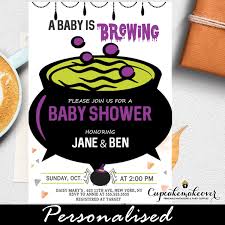 A baby is brewing invitation. A Baby Is Brewing Halloween Baby Shower Invitations Cupcakemakeover