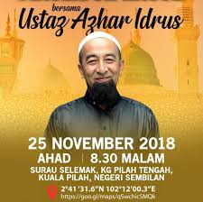 Ustaz azhar idrus merupakan seorang ustaz yang terkenal di malaysia, beliau populer karena seorang figur pendakwah yang bebas dan modern. Sejarah Tercipta Ustaz Azhar Idrus Di Surau Selemak Pilah Tengah Home Facebook