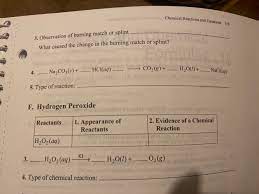 Chemical Reactions And Equation 3 Observation Of Chegg Com