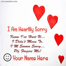 Write Name On Heartily Sorry Greeting Card Image In 2020 Greeting Card Image Sorry Cards Greeting Cards