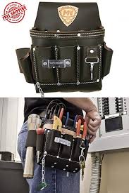 Professional Electrician Tool Pouch Multiple Pockets Metal Chain Tape Clip Brown Mcguirenicholas Sacoches Outils