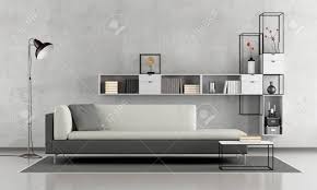 Download all photos and use them even for commercial projects. Black And White Minimalist Lounge With Sofa And Modern Bookcase Stock Photo Picture And Royalty Free Image Image 63247347