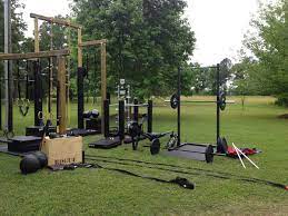 Connect your home gym with the outdoor realm and breathe fresh air in your workout. Full Blown Rogue Outdoor Gym Why It S Outdoors I Have No Idea But It Sure Looks Like A Lot Of Fun To Work O Outdoor Gym Home Workout Equipment Best Home